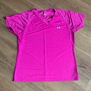 Under Armour Fuchsia V-Neck Tee